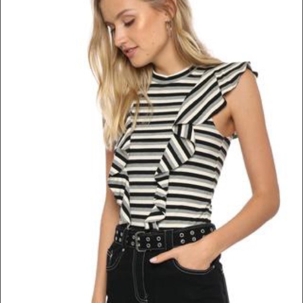 Gab & Kate Striped Ruffle Top